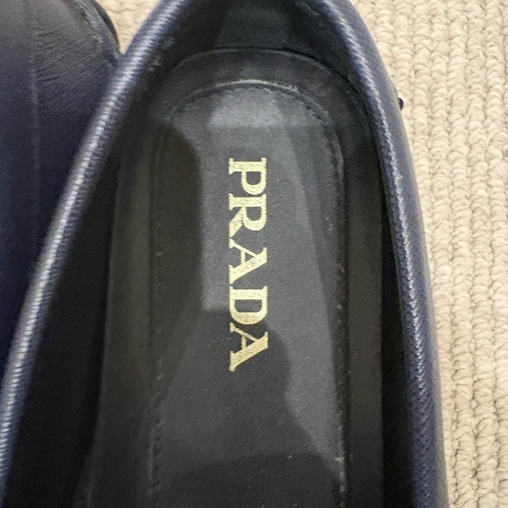 Prada Men's Blue Leather Penny Loafers - Picture 5 of 6